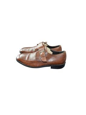 Aston Grey Monk Strap Astor Brown Leather Loafers Men's Size 8 Gentleman Classic